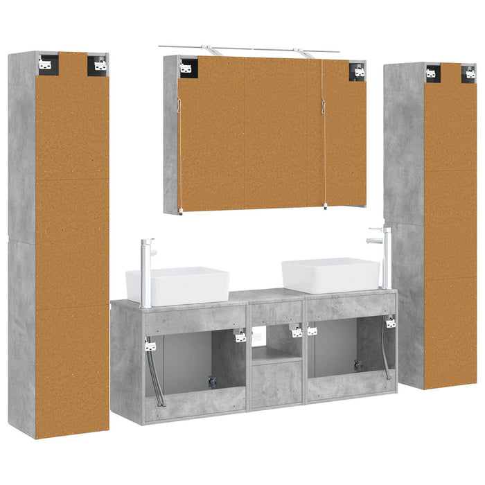 Set de mobilier pentru baie 6 pcs Gri Beton WALTI