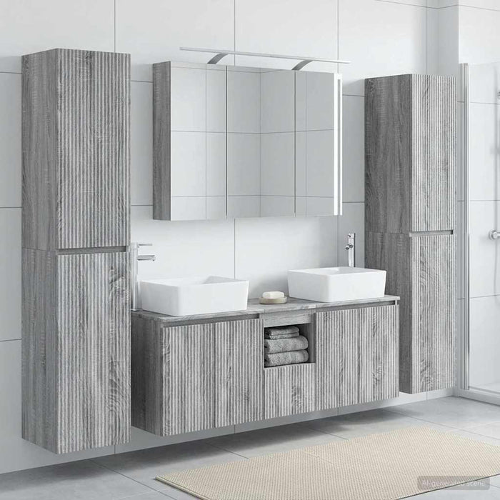 Set de mobilier pentru baie 6 pcs Sonoma gri WALTI