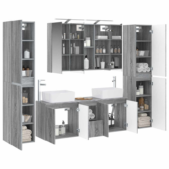 Set de mobilier pentru baie 6 pcs Sonoma gri WALTI