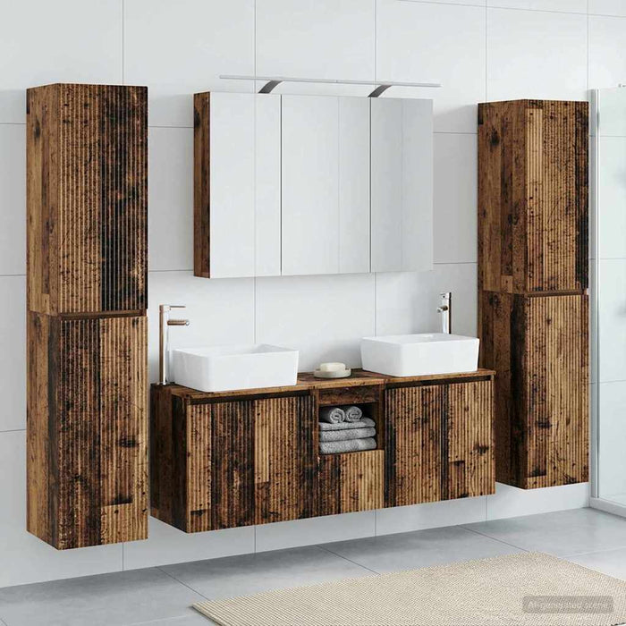 Set de mobilier pentru baie 6 pcs Lemn vechi WALTI