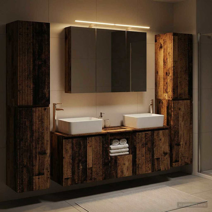 Set de mobilier pentru baie 6 pcs Lemn vechi WALTI
