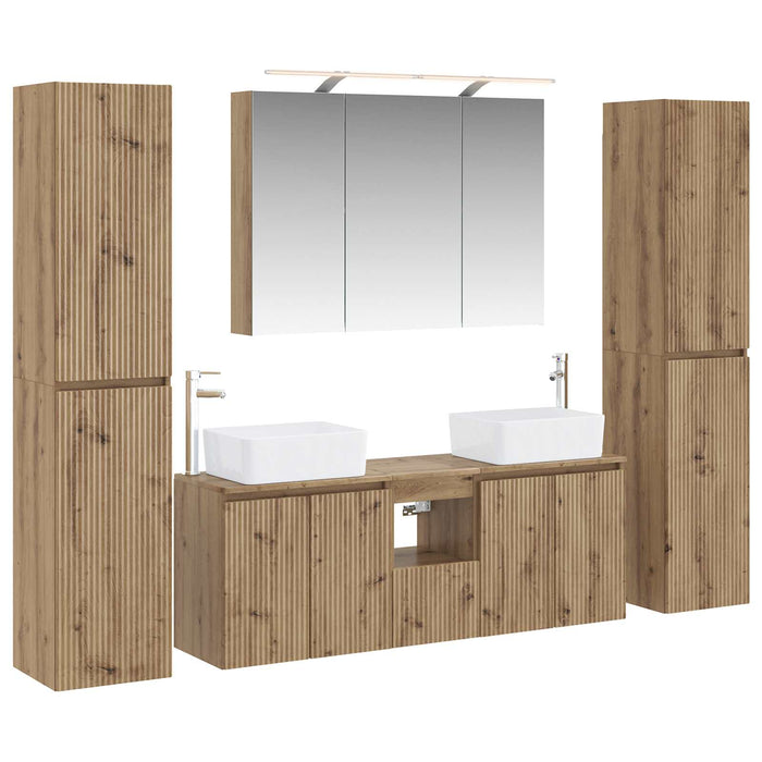 Set de mobilier pentru baie 6 pcs Stejar Artizanal WALTI