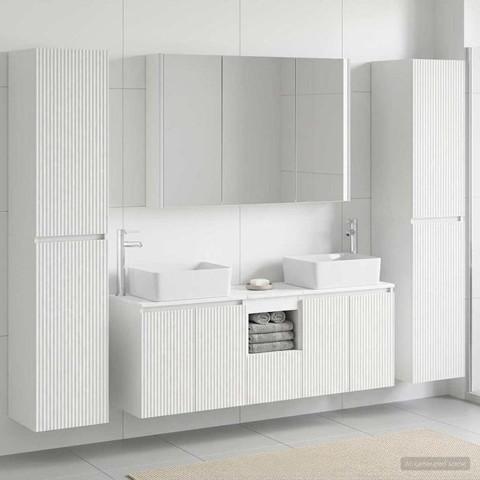 Set de mobilier pentru baie 6 pcs Alb Lemn prelucrat și sticlă WALTI