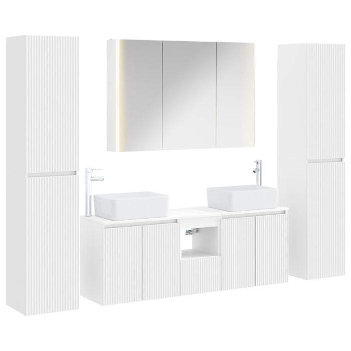 Set de mobilier pentru baie 6 pcs Alb Lemn prelucrat și sticlă WALTI