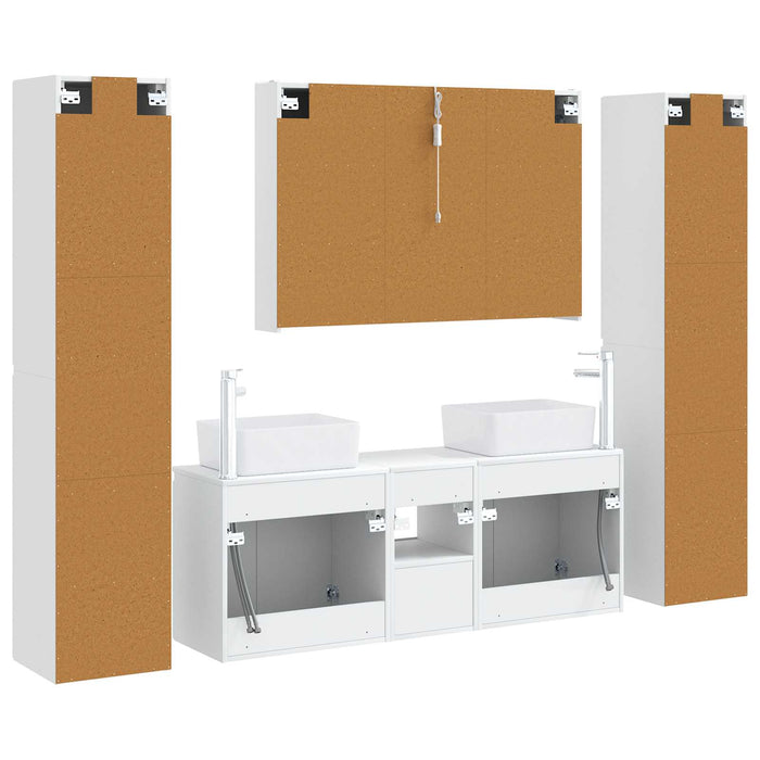 Set de mobilier pentru baie 6 pcs Alb Lemn prelucrat și sticlă WALTI