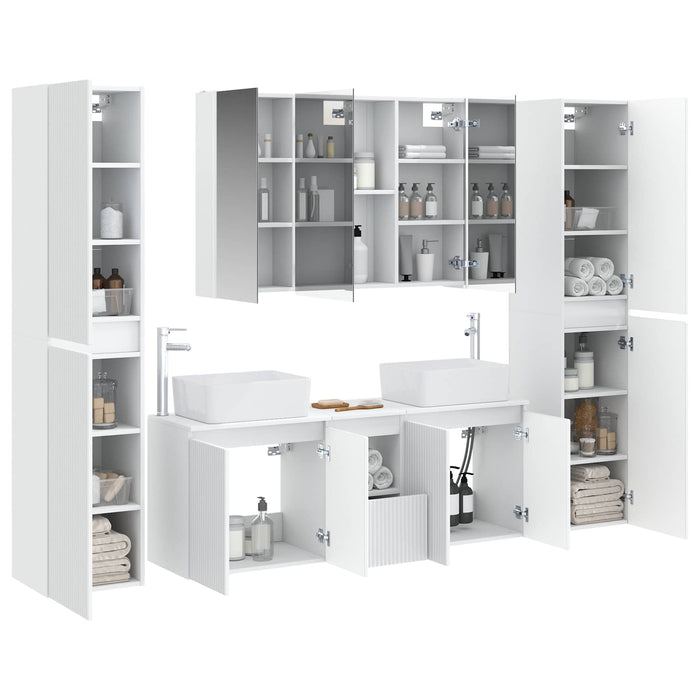 Set de mobilier pentru baie 6 pcs Alb Lemn prelucrat și sticlă WALTI