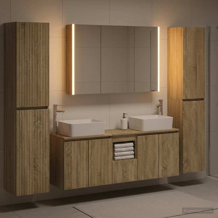 Set de mobilier pentru baie 6 pcs Stejar Sonoma WALTI