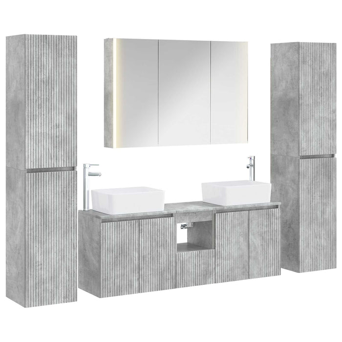 Set de mobilier pentru baie 6 pcs Gri Beton WALTI