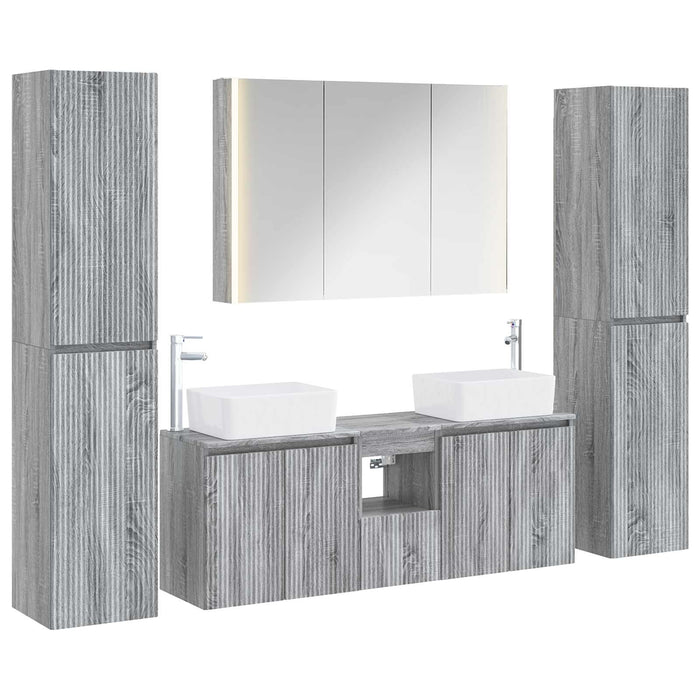 Set de mobilier pentru baie 6 pcs Sonoma gri WALTI