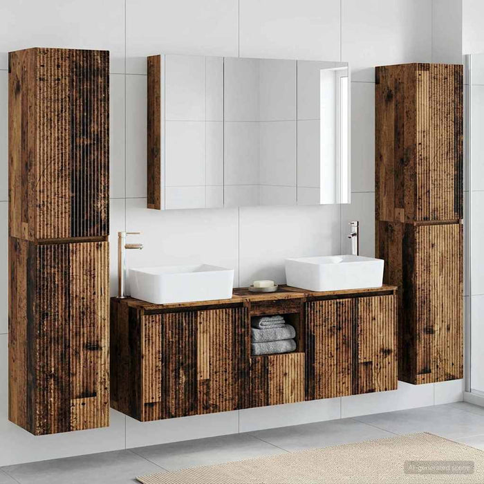 Set de mobilier pentru baie 6 pcs Lemn vechi WALTI