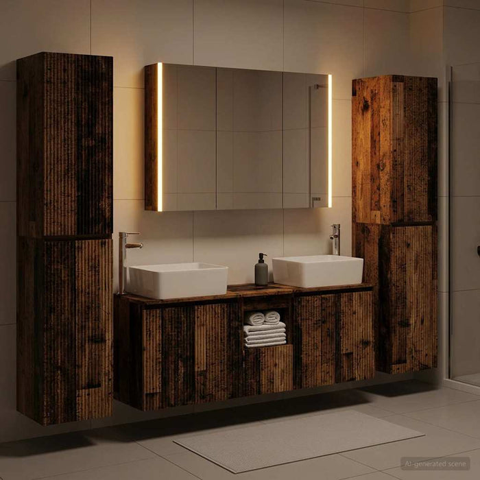 Set de mobilier pentru baie 6 pcs Lemn vechi WALTI