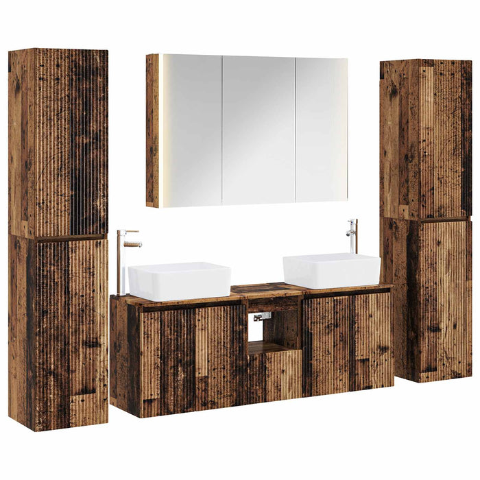 Set de mobilier pentru baie 6 pcs Lemn vechi WALTI