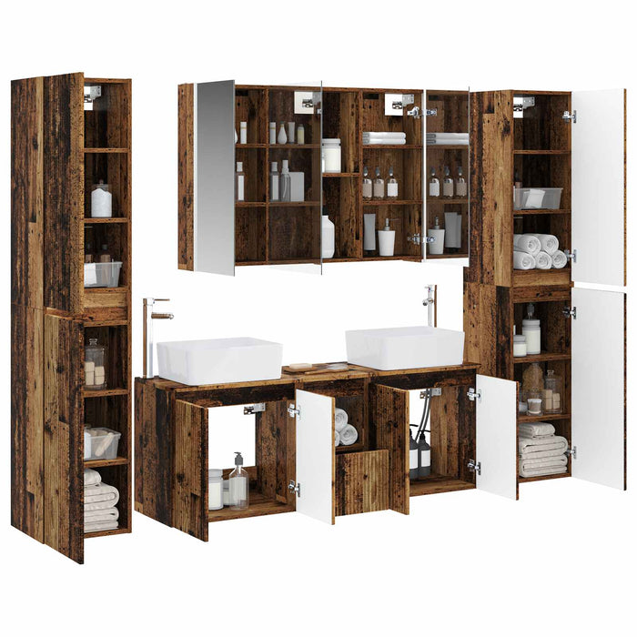 Set de mobilier pentru baie 6 pcs Lemn vechi WALTI