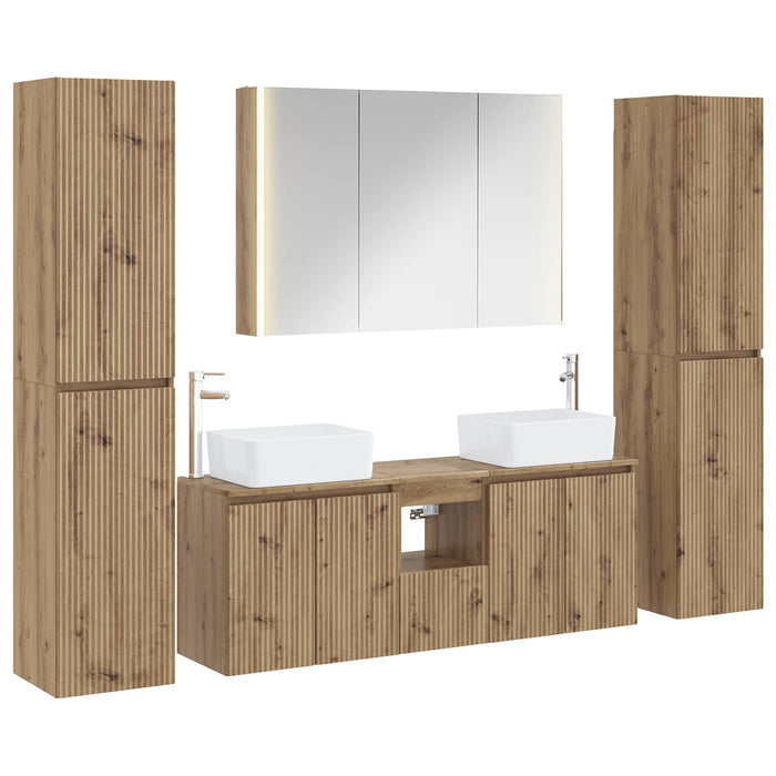 Set de mobilier pentru baie 6 pcs Stejar Artizanal WALTI
