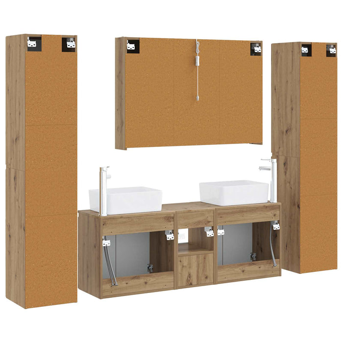 Set de mobilier pentru baie 6 pcs Stejar Artizanal WALTI