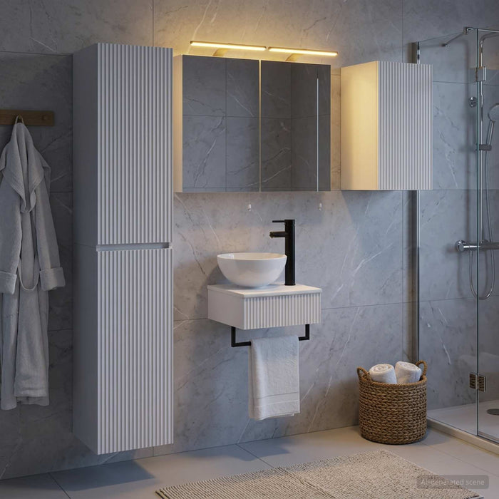 Set de mobilier pentru baie 5 buc. Alb Lemn prelucrat și sticlă WALTI