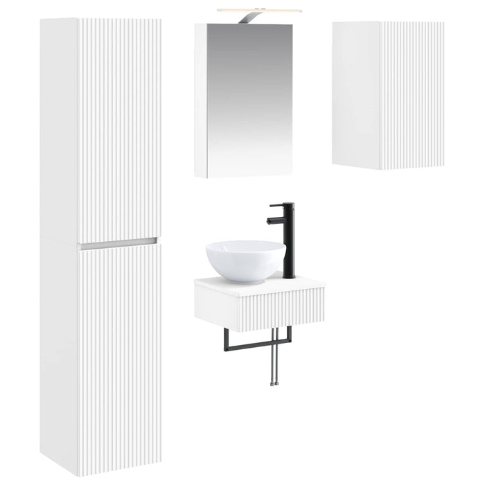 Set de mobilier pentru baie 5 pcs Alb Lemn prelucrat și sticlă WALTI