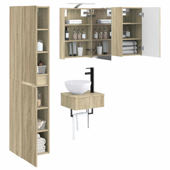 Set de mobilier pentru baie 5 pcs Stejar Sonoma WALTI