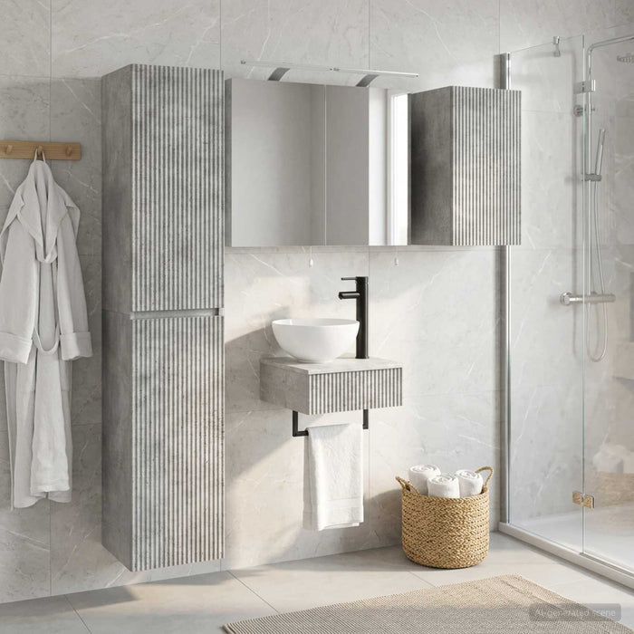 Set de mobilier pentru baie 5 buc. Gri Beton - WALTI WALTI