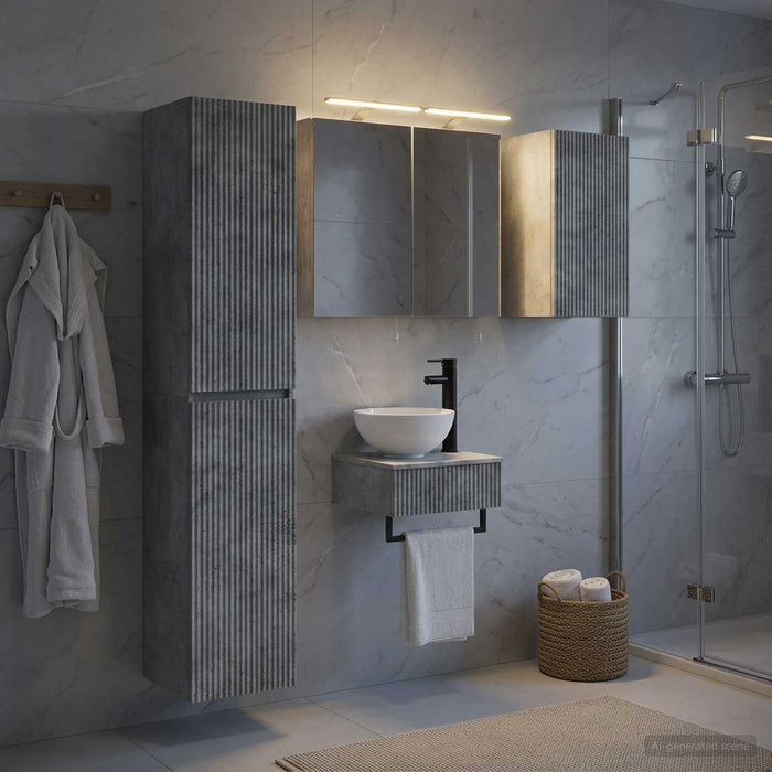 Set de mobilier pentru baie 5 buc. Gri Beton - WALTI WALTI