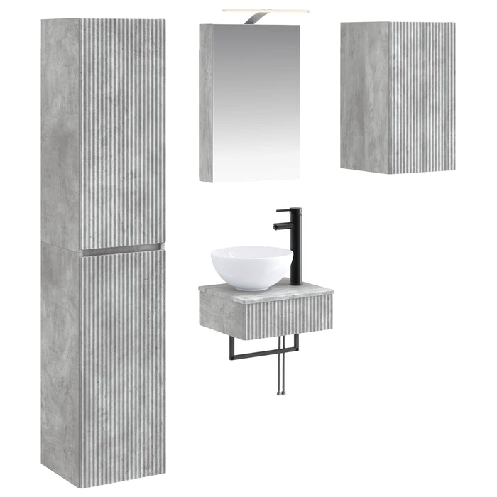 Set de mobilier pentru baie 5 pcs Gri Beton WALTI