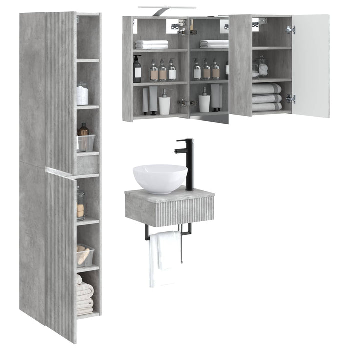 Set de mobilier pentru baie 5 pcs Gri Beton WALTI