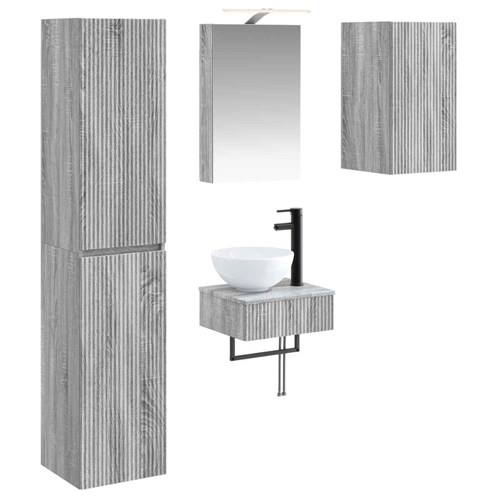 Set de mobilier pentru baie 5 pcs Sonoma gri WALTI