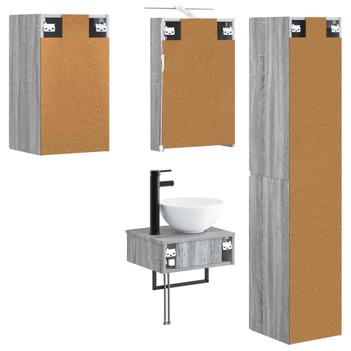 Set de mobilier pentru baie 5 pcs Sonoma gri WALTI