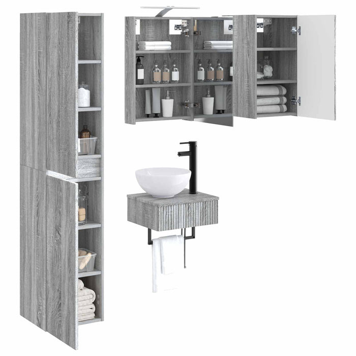 Set de mobilier pentru baie 5 pcs Sonoma gri WALTI