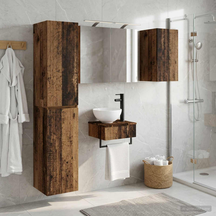 Set de mobilier pentru baie 5 buc. Lemn vechi WALTI