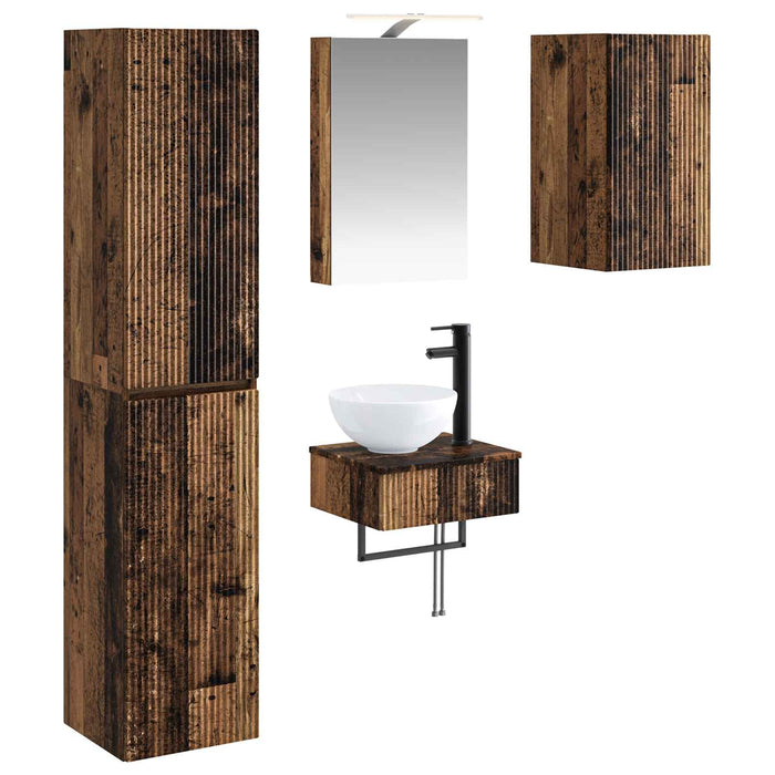 Set de mobilier pentru baie 5 pcs Lemn vechi WALTI
