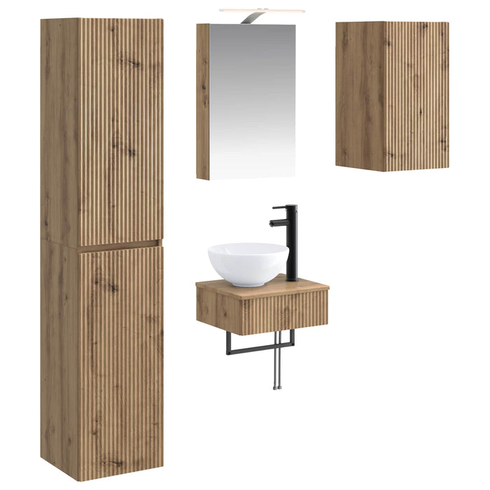 Set de mobilier pentru baie 5 pcs Stejar Artizanal WALTI
