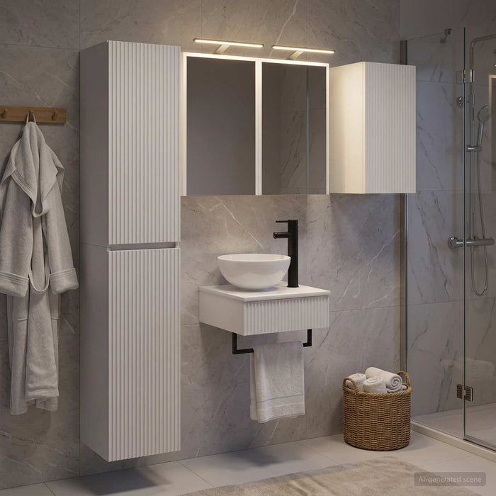 Set de mobilier pentru baie 5 buc. Alb Lemn prelucrat și sticlă WALTI