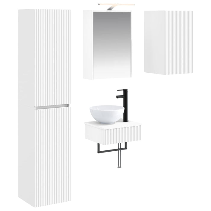 Set de mobilier pentru baie 5 pcs Alb Lemn prelucrat și sticlă WALTI