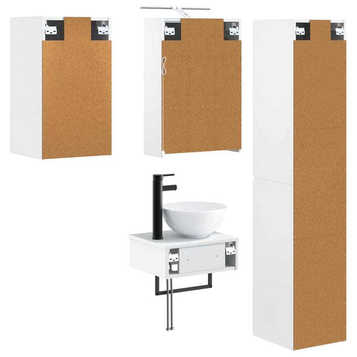 Set de mobilier pentru baie 5 pcs Alb Lemn prelucrat și sticlă WALTI