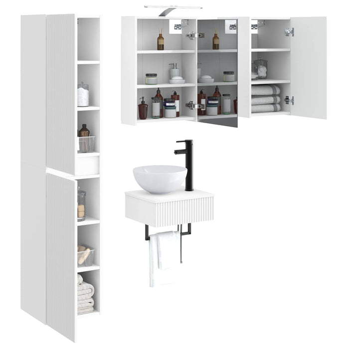 Set de mobilier pentru baie 5 pcs Alb Lemn prelucrat și sticlă WALTI