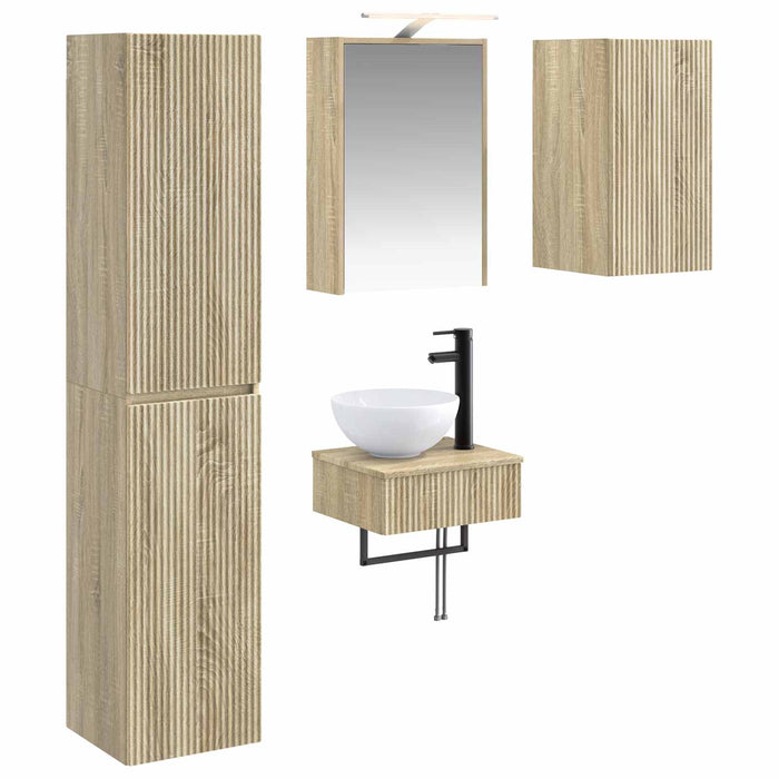 Set de mobilier pentru baie 5 pcs Stejar Sonoma WALTI