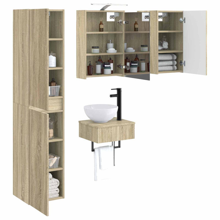 Set de mobilier pentru baie 5 pcs Stejar Sonoma WALTI