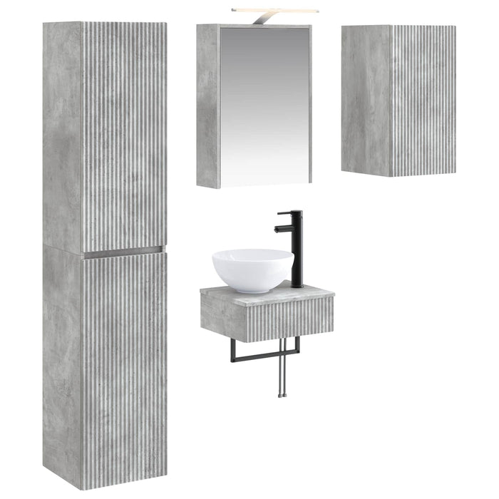 Set de mobilier pentru baie 5 pcs Gri Beton WALTI