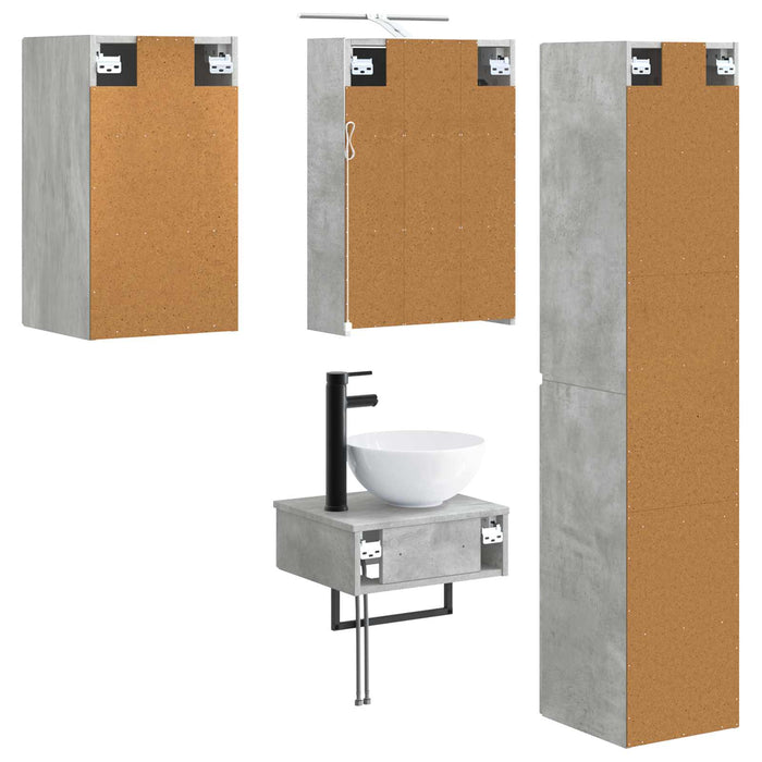 Set de mobilier pentru baie 5 pcs Gri Beton WALTI