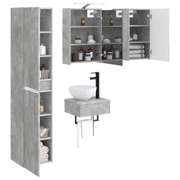 Set de mobilier pentru baie 5 pcs Gri Beton WALTI