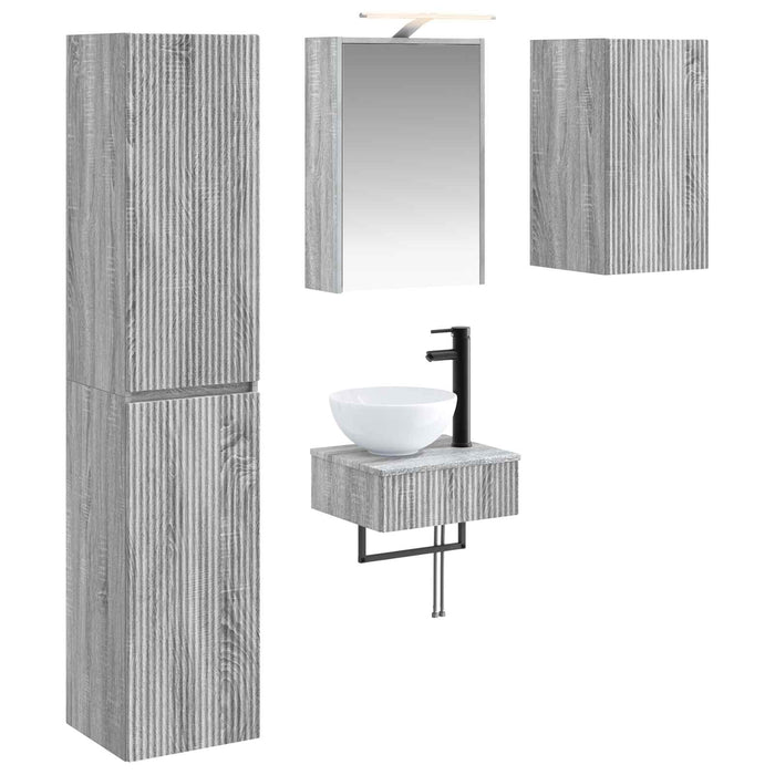 Set de mobilier pentru baie 5 pcs Sonoma gri WALTI
