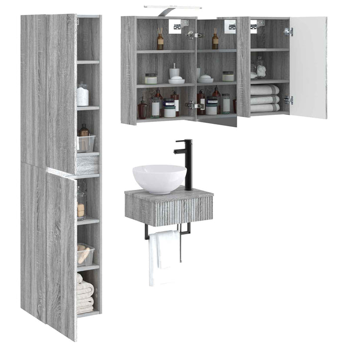 Set de mobilier pentru baie 5 pcs Sonoma gri WALTI