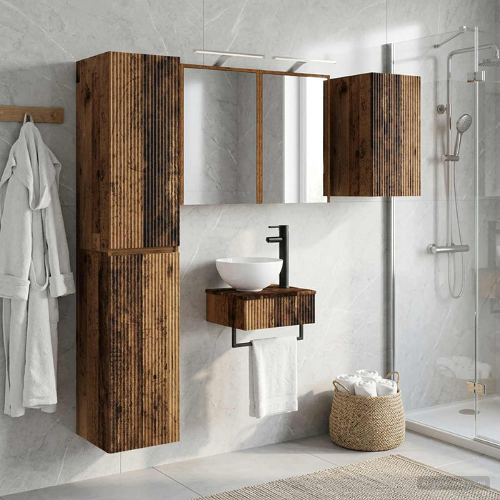 Set de mobilier pentru baie 5 buc. Lemn vechi - WALTI WALTI