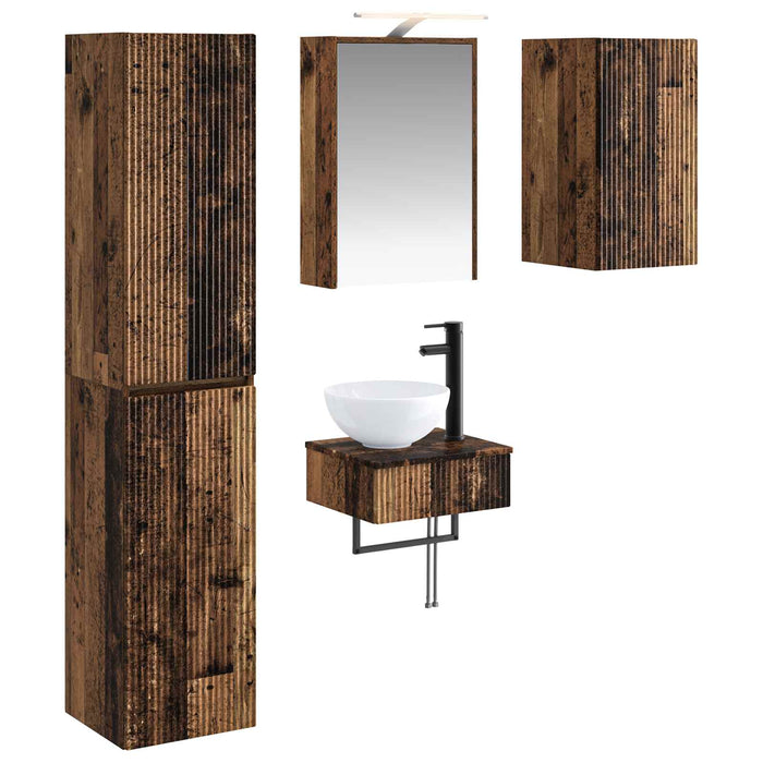 Set de mobilier pentru baie 5 pcs Lemn vechi WALTI