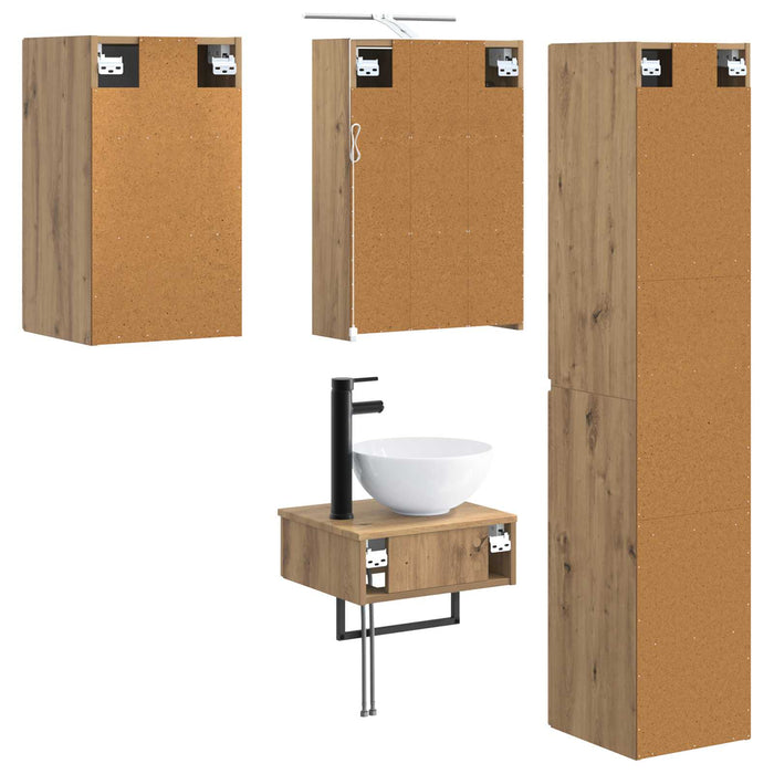 Set de mobilier pentru baie 5 pcs Stejar Artizanal WALTI