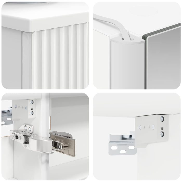 Set de mobilier pentru baie 5 pcs Alb Lemn prelucrat și sticlă WALTI