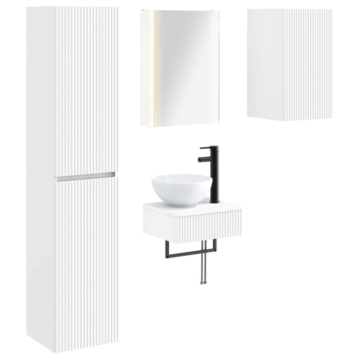 Set de mobilier pentru baie 5 pcs Alb Lemn prelucrat și sticlă WALTI