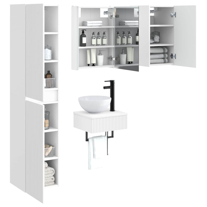 Set de mobilier pentru baie 5 pcs Alb Lemn prelucrat și sticlă WALTI