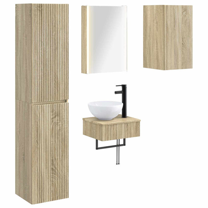 Set de mobilier pentru baie 5 pcs Stejar Sonoma WALTI